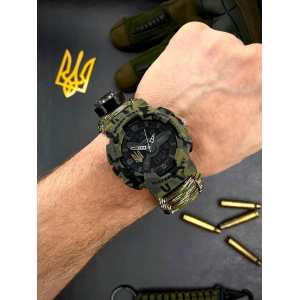 Годинник Awarder 005 Тризуб золото Camo Green Паракордовий ремінець Camo Green
