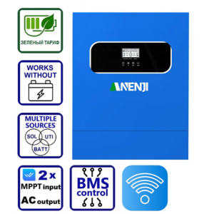 Гібридний інвертор ANENJI 11 KW 48V MPPT Wi-Fi (чиста синусоїда,  11000 Вт )