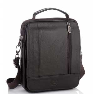 Мужская кожаная сумка-барсетка с плечевым ремнем коричневая HD Leather NM24-213C-1