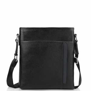 Мужская кожаная сумка через плечо черная Tiding Bag A25F-9913-3A