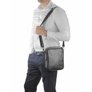 Кожаная сумка через плечо черная Allan Marco RR-4099A