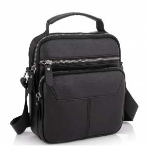 Сумка через плечо черная мужская кожаная Tiding Bag A25F-1436A