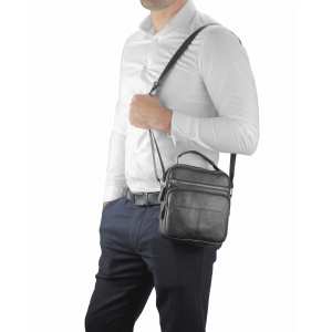Сумка через плече чорна чоловіча шкіряна Tiding Bag A25F-1436A