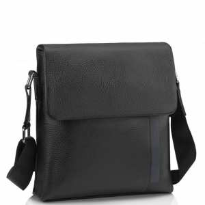 Мужская кожаная сумка через плечо черная Tiding Bag A25F-9913A