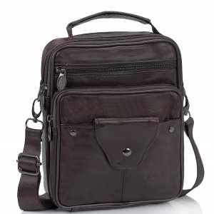 Сумка мессенджер коричневая HD Leather NM24-201C