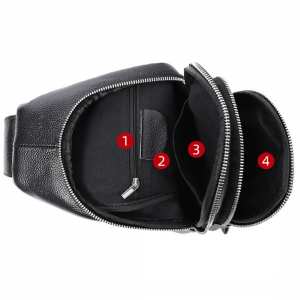 Мужской кожаный черный слинг на плечо Tiding Bag A25F-6601A Мужской кожаный черный слинг на плечо Tiding Bag A25F-6601A