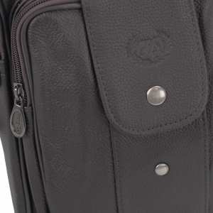 Мужская кожаная сумка-барсетка коричневая HD Leather NM24-216C