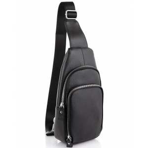 Кожаный черный слинг через плечо Tiding Bag A25F-5058A