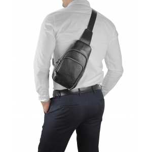 Кожаный черный слинг через плечо Tiding Bag A25F-5058A