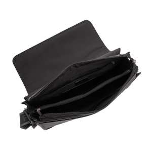 Мужская большая кожаная черная сумка через плечо Royal Bag RB2970121