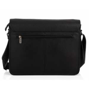 Мужская большая кожаная черная сумка через плечо Royal Bag RB2970121