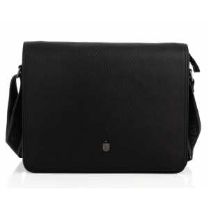 Мужская большая кожаная черная сумка через плечо Royal Bag RB2970121