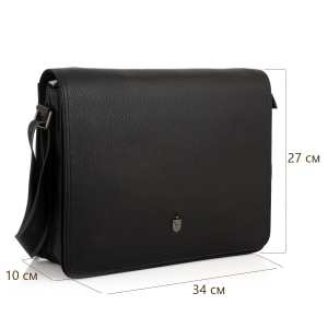 Мужская большая кожаная черная сумка через плечо Royal Bag RB2970121