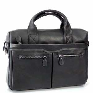Класична сумка для ноутбука Tiding Bag NM20-7122A-2 виготовлена з натуральної шкіри чорного кольору.