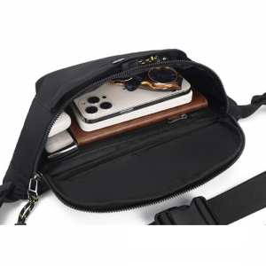 Классическая текстильная сумка на пояс черная Confident AT09-T-10866A