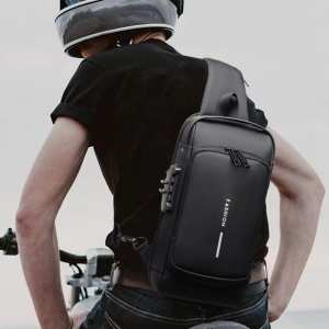 Текстильная сумка-слинг черного цвета Confident AT09-T-23916A