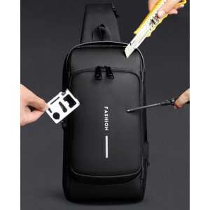 Текстильная сумка-слинг черного цвета Confident AT09-T-23916A