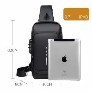 Текстильная сумка-слинг черного цвета Confident AT09-T-23916A