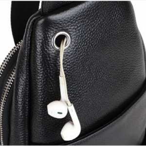 Кожаный черный слинг на два отдела Tiding Bag FL-A25F-8803A