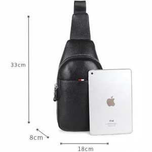 Кожаный черный слинг на два отдела Tiding Bag FL-A25F-8803A