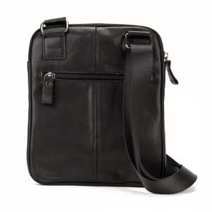 Кожаный маленький черный мессенджер Tiding Bag S-N2-123A