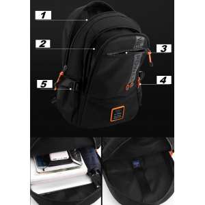 Великий чорний текстильний рюкзак Confident AT08-5607A