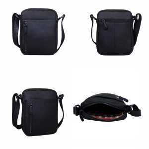 Кожаная сумка через плечо в черном цвете Tavinchi R-3169A