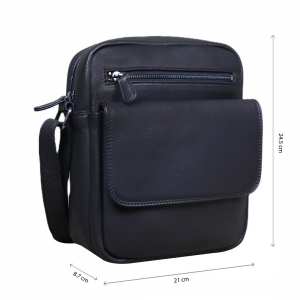 Кожаная сумка через плечо в черном цвете Tavinchi R-3375A