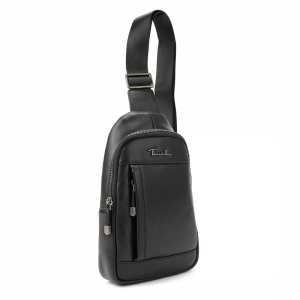 Мужской кожаный черный слинг на плечо Tavinchi TV-827A