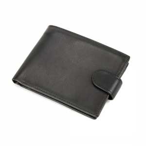 Портмоне черное кожаное на кнопке Tiding Bag M39-8068BRA