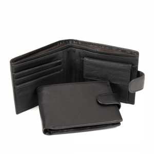 Черное портмоне на кнопке с монетницей Tiding Bag M39-8069BRA