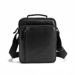 Черный мужской мессенджер в гладкой коже Ruff Ryder RR-9109A