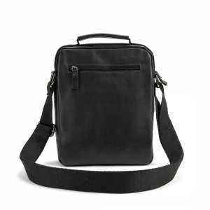 Черный мужской мессенджер в гладкой коже Ruff Ryder RR-9109A