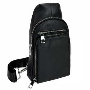 Мужской кожаный черный слинг Tiding Bag A25F-250117A