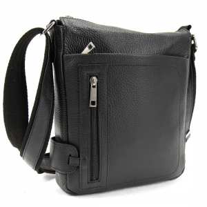 Мужской кожаный мессенджер черный Tavinchi AJ-TV-110A