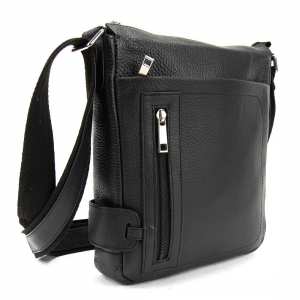 Мужской кожаный мессенджер черный Tavinchi AJ-TV-110A