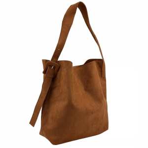 Замшевая вместительная сумка коричневого цвета Lilly P3-660C