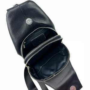 Кожаный черный слинг через плечо Tiding Bag A25F-6809-1A