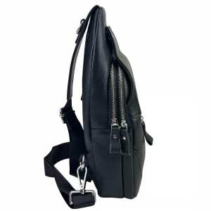 Кожаный черный слинг через плечо Tiding Bag A25F-6809-1A