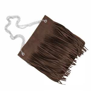 Замшевая сумочка на цепочке с бахромой Lilly P2-8206DB