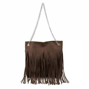 Замшевая сумочка на цепочке с бахромой Lilly P2-8206DB