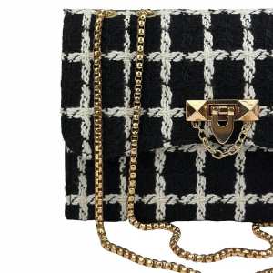 Твідова сумка на ланцюжку з клапаном Lilly P2-1401-1AW Твідова сумка на ланцюжку з клапаном Lilly P2-1401-1AW