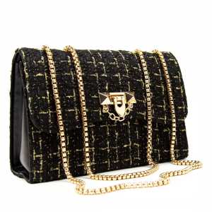 Твідова сумка на ланцюжку з клапаном Lilly P2-1401-1A Твідова сумка на ланцюжку з клапаном Lilly P2-1401-1A