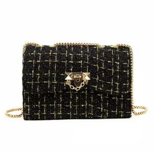 Твідова сумка на ланцюжку з клапаном Lilly P2-1401-1A Твідова сумка на ланцюжку з клапаном Lilly P2-1401-1A