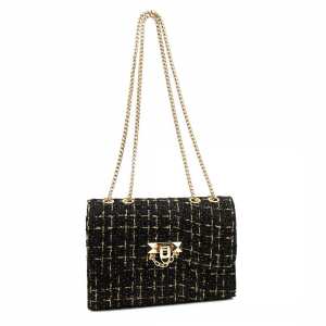 Твідова сумка на ланцюжку з клапаном Lilly P2-1401-1A Твідова сумка на ланцюжку з клапаном Lilly P2-1401-1A