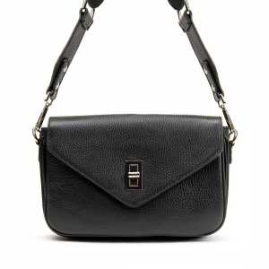 Кросбоді шкіряне чорне на замку Firenze Italy F-IT-9555A