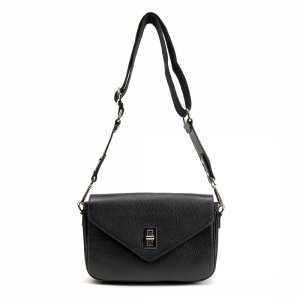 Кросбоді шкіряне чорне на замку Firenze Italy F-IT-9555A