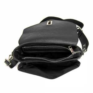 Кросбоді шкіряне чорне на замку Firenze Italy F-IT-9555A