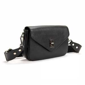 Кросбоді шкіряне чорне на замку Firenze Italy F-IT-9555A