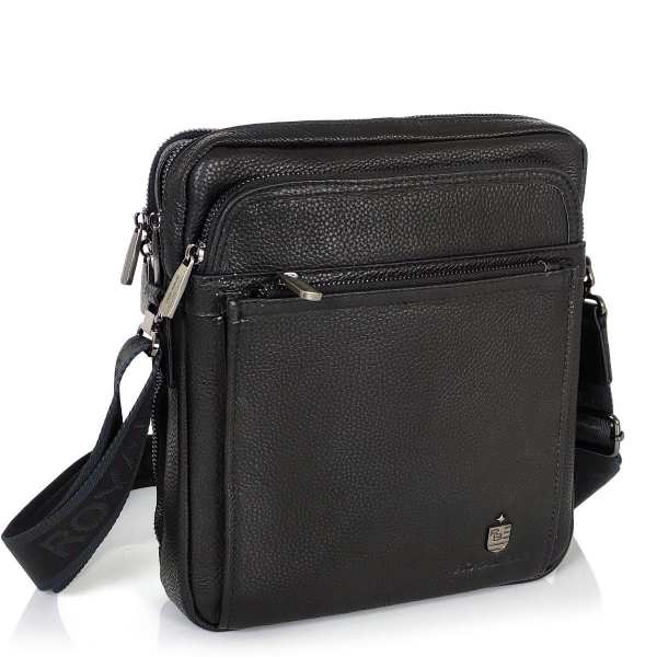 Сумка через плече шкіряна чорна Royal Bag RB-008A